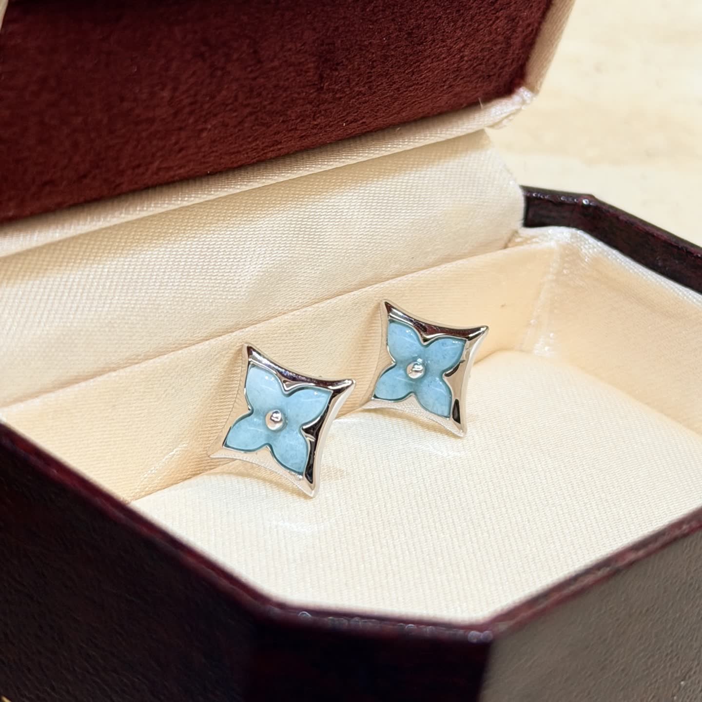 Louis Vuitton Blue Flower Earrings